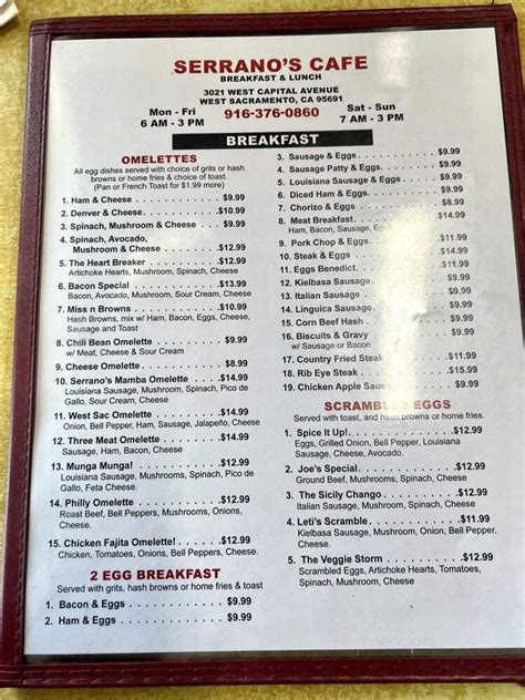 serranos menu|Serranos Cafe, West Sacramento